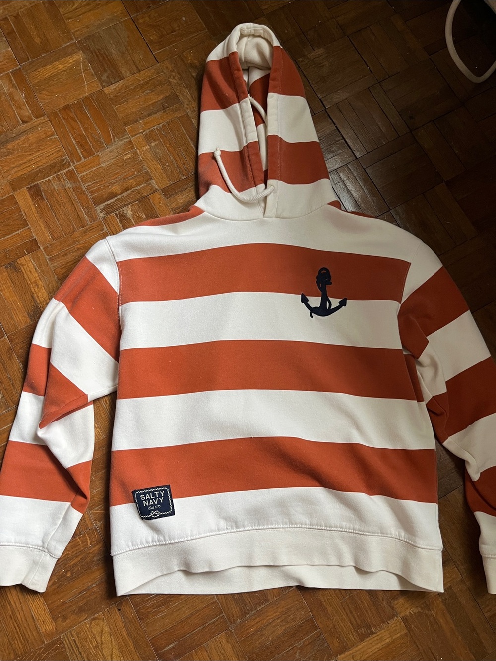 Zara Anchor Hoodie - Rust & White